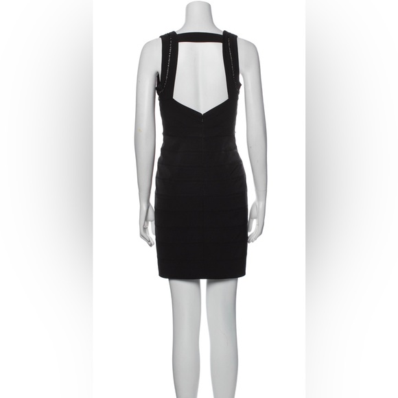 Aidan Mattox black mini dress with black sequin embellishment. Size 8. - Picture 3 of 9